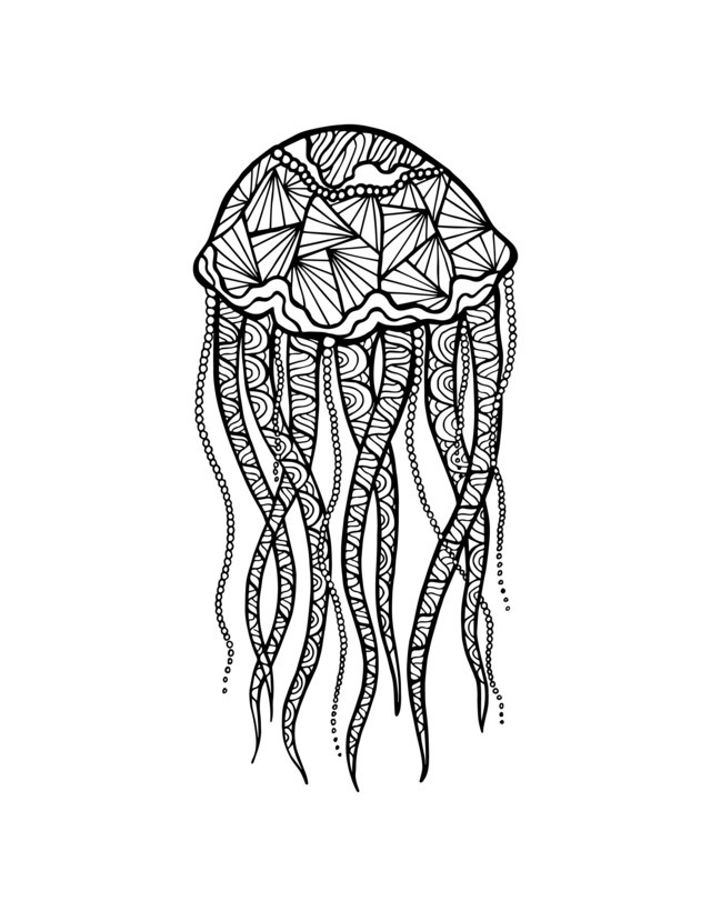 Coloriage Adulte Zentangle Meduse Par Meggichka - Adulte à imprimer
